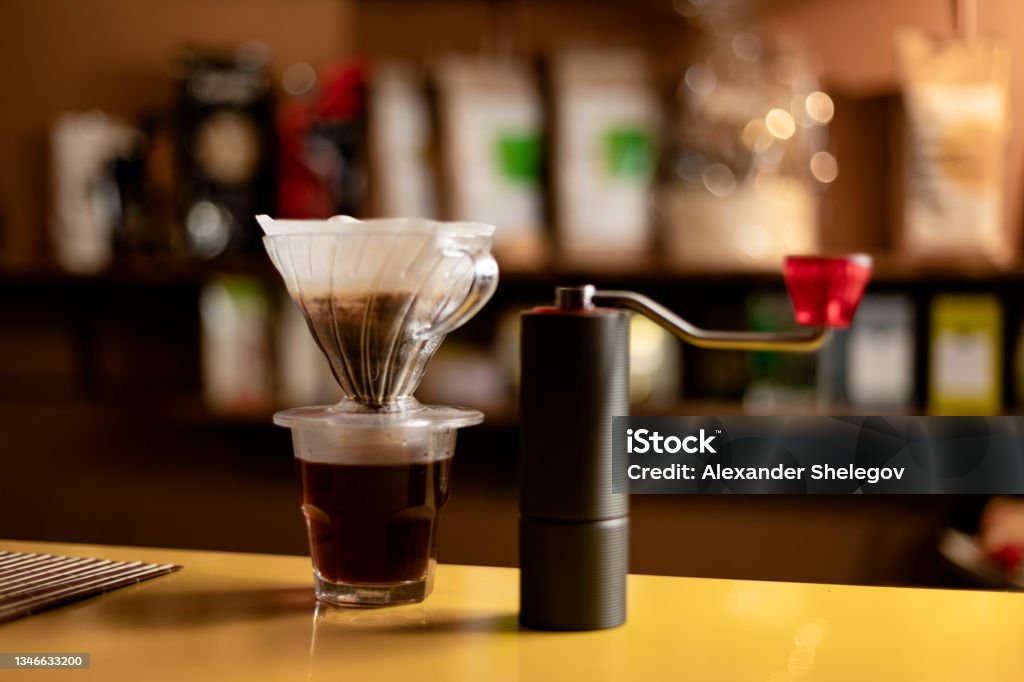 Making coffee in an alternative way using a filter Coffee - Drink Stock Photo
