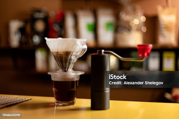 Making Coffee In An Alternative Way Using A Filter Stock Photo - Download Image Now - Coffee - Drink, Brewery, Steeping