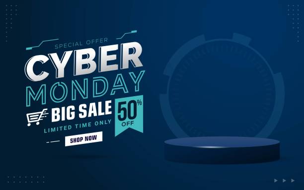 cyber monday sale banner template for business promotion - cyber monday stock illustrations