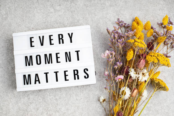 istock Lightbox with text every moment matters. Mental health, positive thinking idea 1346636775