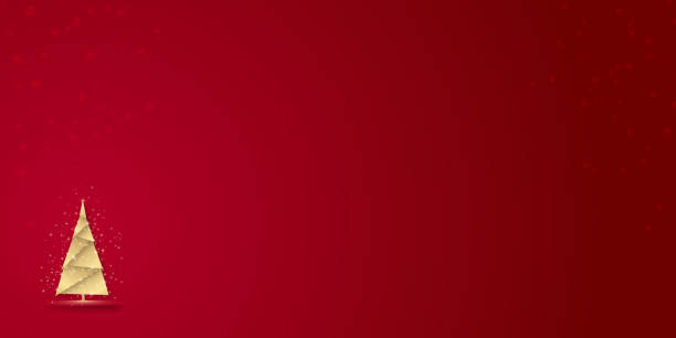istock Simple elegant christmas background with shiny golden tree on red. Merry christmas background. Suit for presentation, greeting card, poster, festive, vector design, template, social media, decoration. 1346638944
