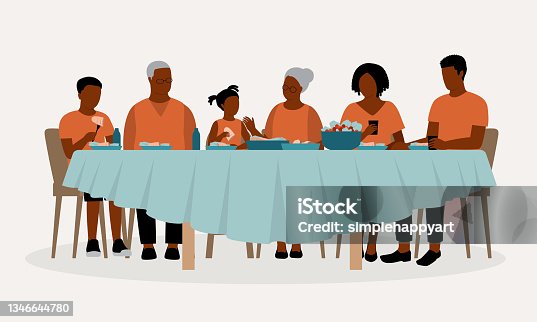 istock Three Generation Of Black Family Having Dinner Together. 1346644780