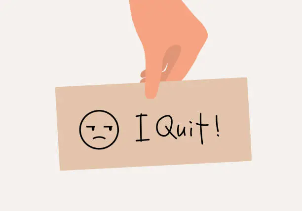 Vector illustration of Employee Hand In A Resignation. I Quit!