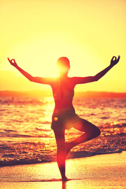 Mindful carefree person relaxing outdoors enjoying he morning