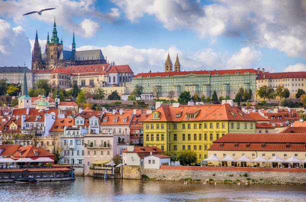 istock Old town Prague Castle with Vltava river in Prague, Czech Republic 1346658021