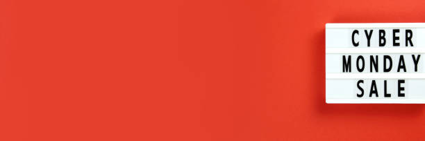istock Cyber Monday sale text on lightbox on a red background 1346660925