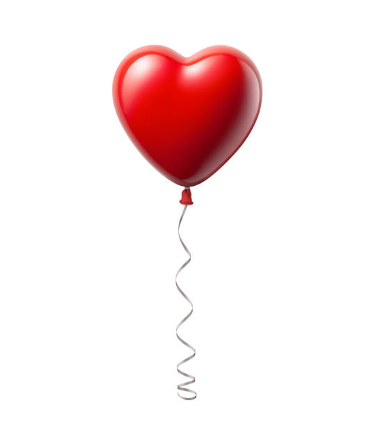 Red heart shaped balloon with ribbon