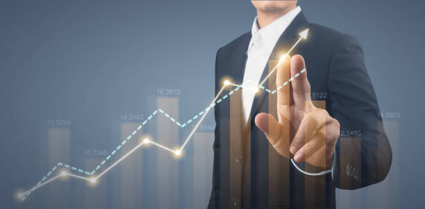 istock Businessman plan graph growth increase of chart positive indicators 1346664672