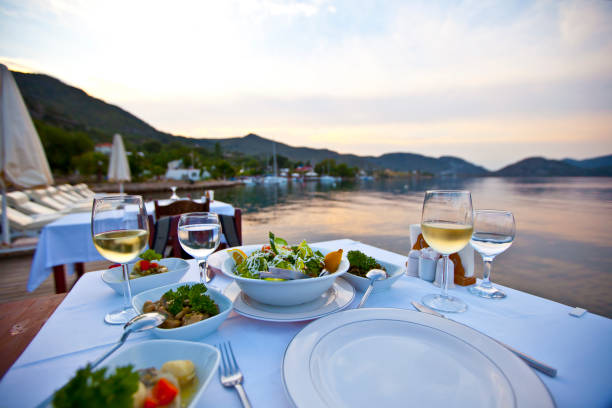 istock Romantic dinner in a restaurant in Aegean Turkey 1346666434