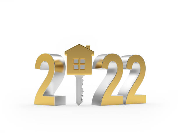 istock New Years number 2022 with house key. 1346668565