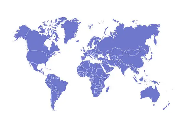 Vector illustration of world map divided