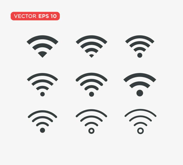 ilustraciones, imágenes clip art, dibujos animados e iconos de stock de wifi señal símbolo icono ilustración vectorial diseño editable redimensionable eps 10 - wireless technology