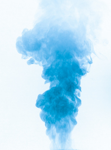 Blue smoke on a white background