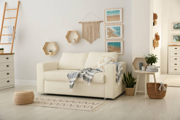istock Stylish living room interior with comfortable sofa 1346679814
