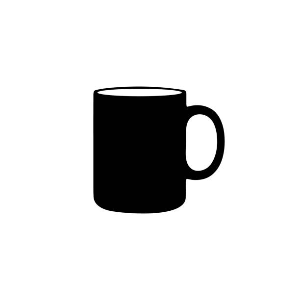 leere kaffeetasse silhouette - schwarze vektorillustration - isoliert auf weißem hintergrund - kaffeetasse stock-grafiken, -clipart, -cartoons und -symbole