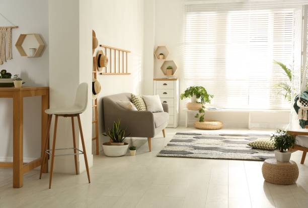 istock Stylish living room interior with comfortable sofa 1346684259