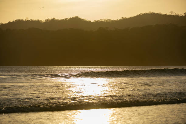 Big waves at sunset in Venao beach, Panama, Central America