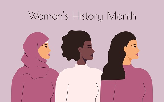 Woman history month concept vector on flat style. Event is celebrated in March.