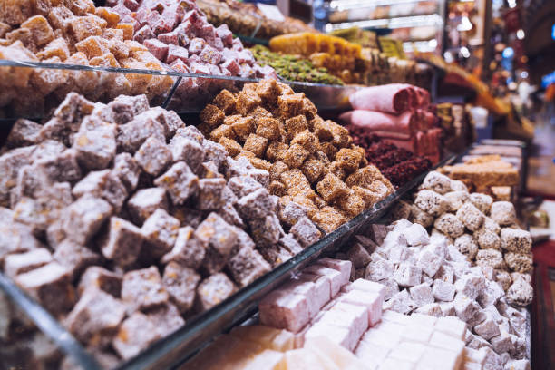 istock rows of Turkish delight sweets lined up in window 1346692631