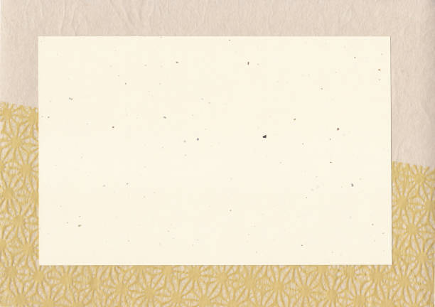 istock Beige Japanese paper flower design texture frame background 1346693202