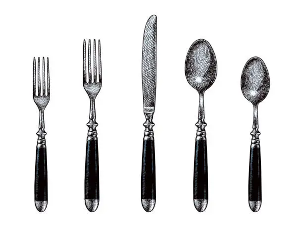 Vector illustration of Cutlery set vector drawing
