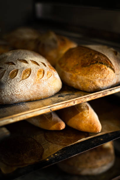 istock Lots of wheat bread on a steel table in a bakery 1346694627