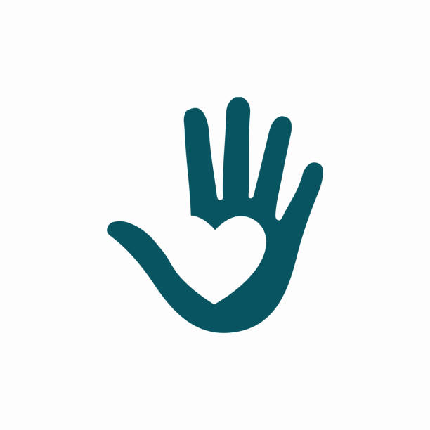 ilustrações de stock, clip art, desenhos animados e ícones de care and hand-love heart icon series graphic - praying charity and relief work fundraiser heart shape