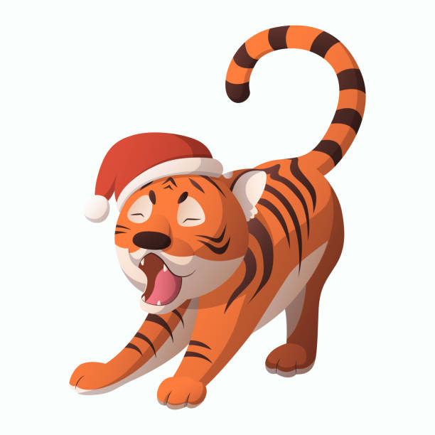 istock Festive tiger - symbol of the new year 2022 - Vector 1346695761