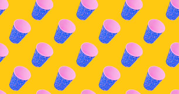 istock Seamless 3d render pattern. Banner. Minimal design.  Coffee creative cup. Sweet candy shop, Valentine's Day, 
birthday party concept 1346695788