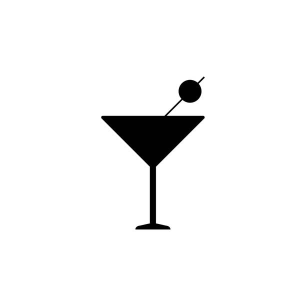 ilustrações, clipart, desenhos animados e ícones de ícone de vidro de coquetel, vetor de coquetel, ilustração de vidro - copo de martini