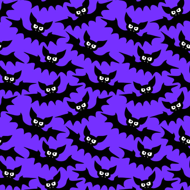 Scared Bat Pattern Halloween Seamless Pattern Cute Bats Drawings Stock Photos, Pictures ...