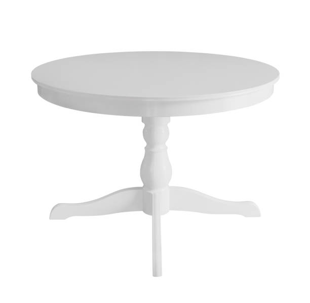 istock White antique wood round table isolated on white background 1346700777