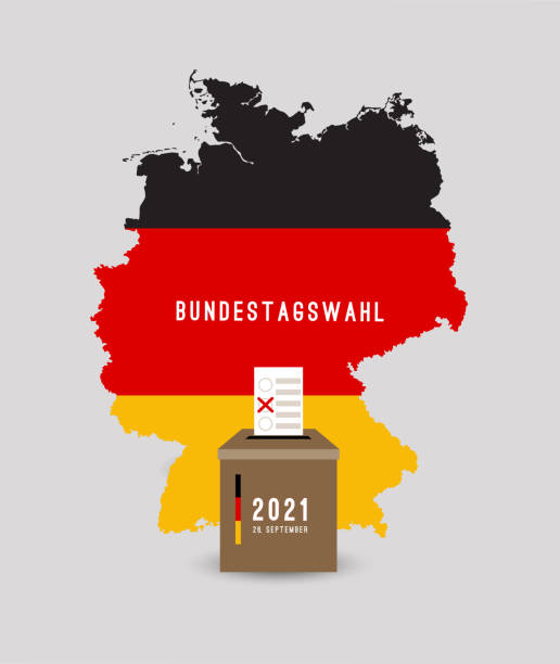 bulletbox bundestagswahl 2021 auf deutschlandkarte - check mark voting politics election stock-grafiken, -clipart, -cartoons und -symbole