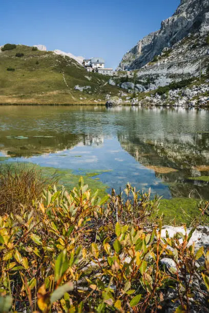 View at the Lake Valparola in Dolomites - South Tyrol,Italy.