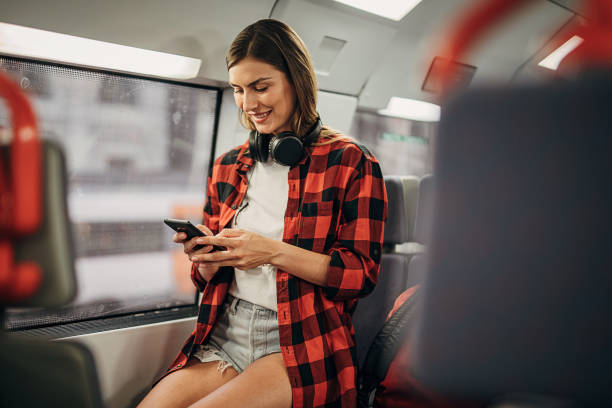 istock Woman riding in train 1346708935