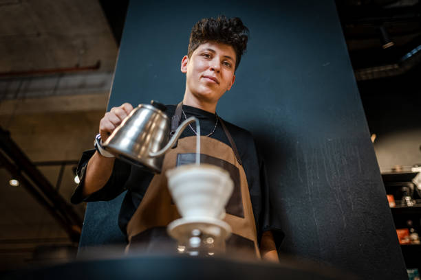 istock Close up of hand brewing coffee 1346710310