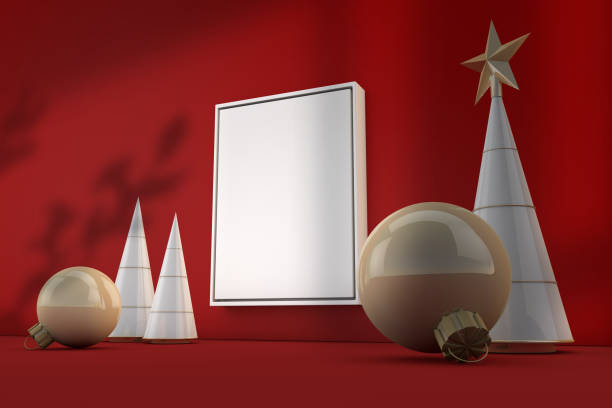 istock Christmas frame mockup and luxury christmas decoration 1346710975