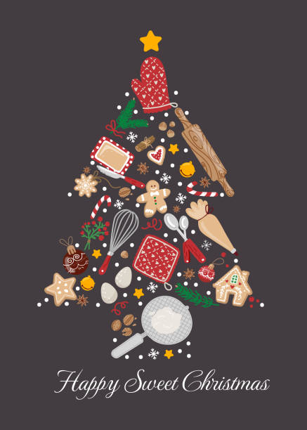 weihnachtsbackelemente konzept in quadratischer komposition. küchenutensilien, nudelholz, kekse, eier. - plätzchen backen stock-grafiken, -clipart, -cartoons und -symbole