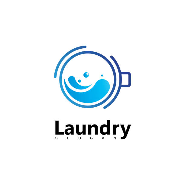 kuvapankkikuvitukset aiheesta pyykinpesukoneen logo circlellä pesulayrityksesi kuvakkeelle - dry cleaned