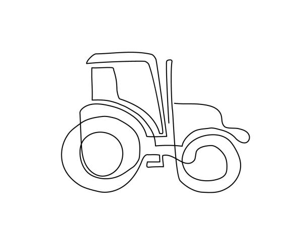 ilustrações de stock, clip art, desenhos animados e ícones de tractor continuous line drawing. one line art of agricultural machinery. - tractor agricultural machinery agriculture commercial land vehicle