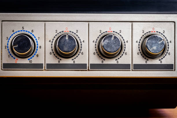 istock Close up of tone controls on vintage turntable 1346719281