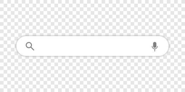 ilustraciones, imágenes clip art, dibujos animados e iconos de stock de elemento vectorial de la barra de búsqueda con iconos de lupa y micrófono - cuadro de búsqueda