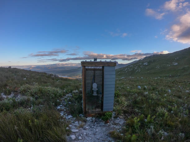 istock A outdoor longdrop toilet on a mountain. 1346724927