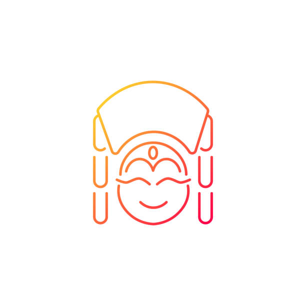 Kumari gradient linear vector icon Kumari gradient linear vector icon. Living Hindu goddess worshipped by Buddhists. Girl in traditional clothes. Thin line color symbol. Modern style pictogram. Vector isolated outline drawing kathmandu people stock illustrations