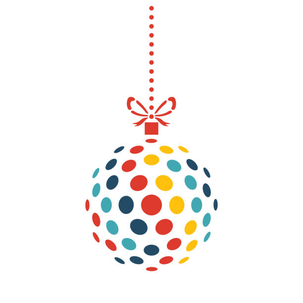 ilustraciones, imágenes clip art, dibujos animados e iconos de stock de colorido adorno navideño colgante sobre fondo blanco. ilustración vectorial. - holiday card