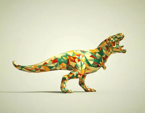 Colorful tyrannosaurus-rex on white background. This is a 3d render illustration