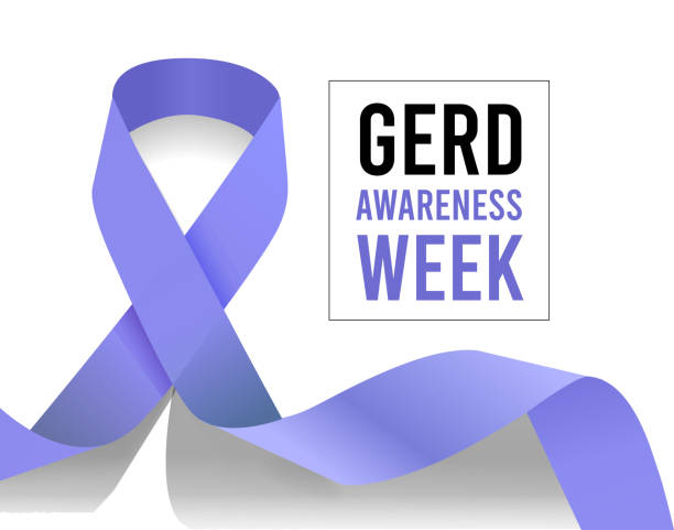 gerd awareness woche. vektorillustration auf weiß - refluxkrankheit stock-grafiken, -clipart, -cartoons und -symbole