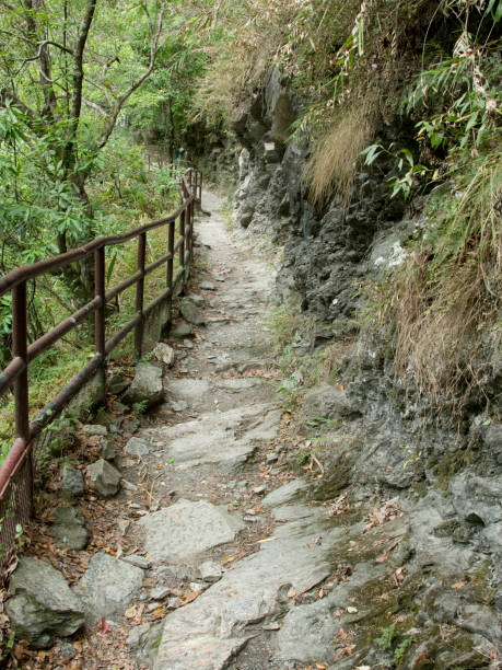 Hiking trail in the Taroko National Park, Taiwan stock photo