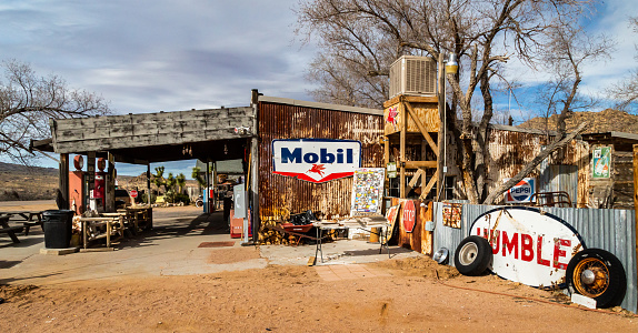 Vintage Mobil gas station at the Hackberry General Store on Arizona State Route 66