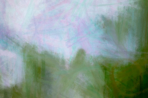 A Surreal pastel coloured background from an original photograph of sky and bushes. It has been heavily post processed to give a painterly effect.